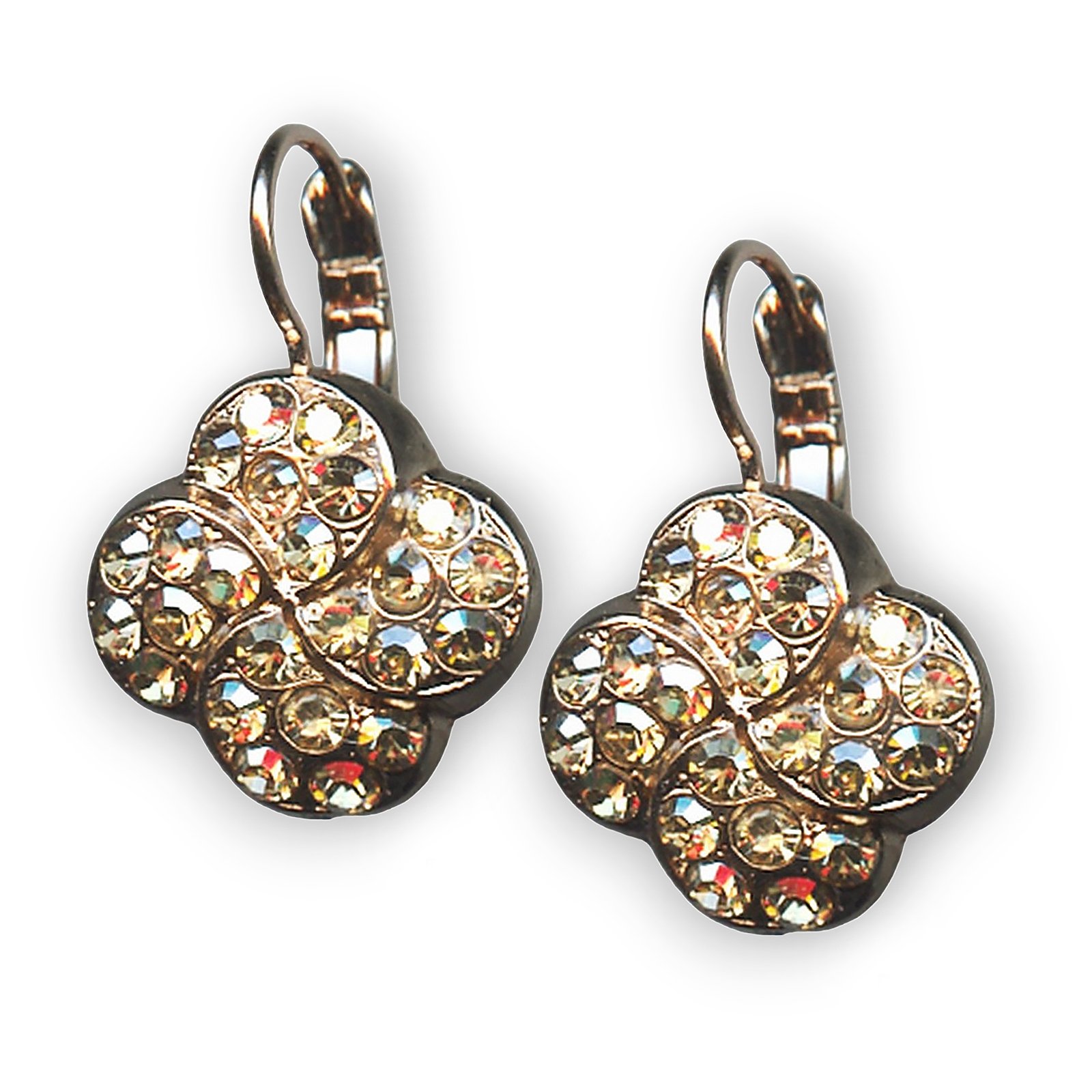 E-1319-1-216216-RG6 (1) Mariana Earrings Clover Shaped Golden Shadow Austrian Crystals My Treasures Coll. - Image 1