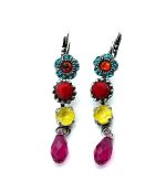 Earrings By Mariana Woman Beautiful Red Coral and Sun Kissed Sunshine Swarovski Crystals - Image 2
