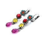 Earrings By Mariana Woman Beautiful Red Coral and Sun Kissed Sunshine Swarovski Crystals