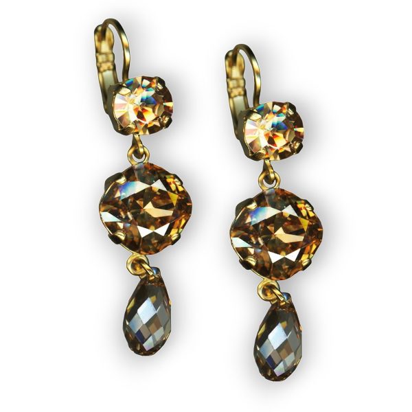 Mariana Earrings Elegant Golden Shadow Austrian Crystals My Treasures Coll.