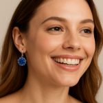 Earrings By Mariana Woman Lovely Flower Shape Sapphire Swarovski Crystals - Image 3