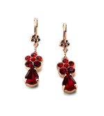 Earrings By Mariana Lady In Red Coll. Siam and Coral Swarovski Crystals - Image 2