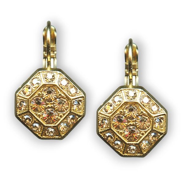 Mariana Earrings Octagon Shaped Golden Shadow Austrian Crystals My Treasures Coll.