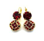 Earrings By Mariana Woman Octagon Dangling Burgundy and Siam Swarovski Crystals - Image 2