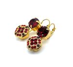 Earrings By Mariana Woman Octagon Dangling Burgundy and Siam Swarovski Crystals