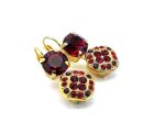 Earrings By Mariana Woman Octagon Dangling Burgundy and Siam Swarovski Crystals - Image 3