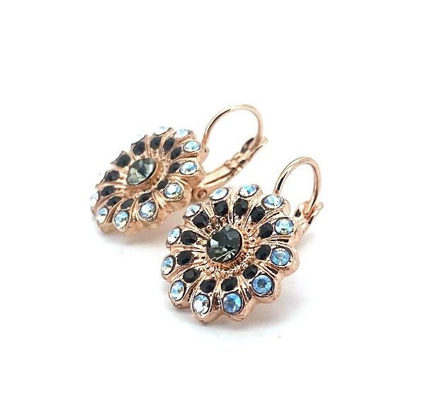 Earrings By Mariana Botanica Coll. Floral Black Diamond, Jet, & Moonlight Austrian Crystals Black Orchid
