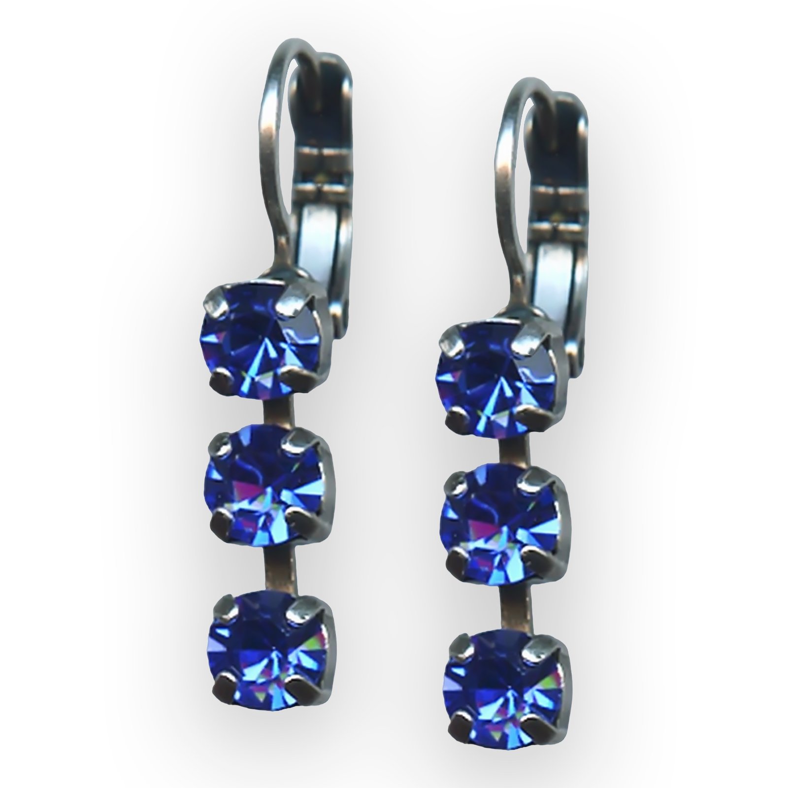 E-1425-1-206206-SP6 (1) Mariana Earrings Triple Tier Sapphire Austrian Crystals My Treasures Coll. - Image 1