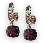 Mariana Earrings Wildberry / Misty Coll. Elegant Amethyst & Antique Pink Austrian Crystals - Image 2