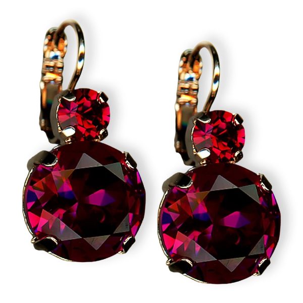 Mariana Earrings Lady In Red Coll. Simply Elegant Siam & Fuchsia Austrian Crystals