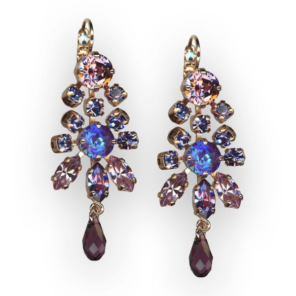 Mariana Earrings Wildberry / Misty Coll. Chandelier Sun Kissed Plum, Antique Pink, & Amethyst Austrian Crystals