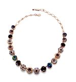 Necklace By Mariana Woman Flower Shape Purples, Capri Blue and Peach Swarovski Crystals - Image 3