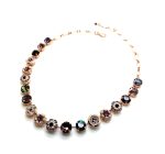Necklace By Mariana Woman Flower Shape Purples, Capri Blue and Peach Swarovski Crystals
