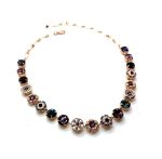 Necklace By Mariana Woman Flower Shape Purples, Capri Blue and Peach Swarovski Crystals - Image 2