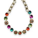 Mariana Necklace Tiger Lily Coll. Glamorous Orange, Plum Purple, Grass Green, & Aqua Blue Austrian Crystals - Image 3