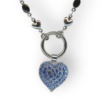 Necklace Pendant By Mariana Woman  Heart Encrusted Sapphire Swarovski Crystals