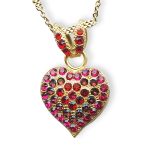 Mariana Necklace Pendant Lady In Red Coll. Heart-Encrusted Siam, Burgundy, & Fuchsia Austrian Crystals - Image 2