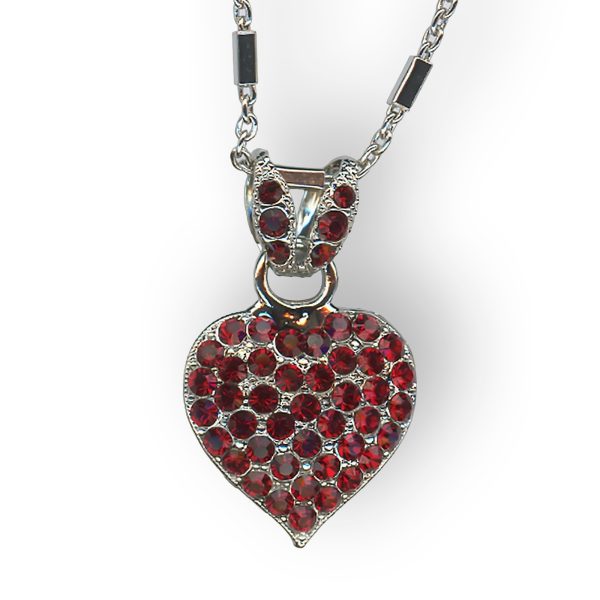 Mariana Necklace Pendant Heart Shaped Siam Austrian Crystals Primrose Cocktail Hour Coll.
