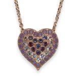 Mariana Necklace Pendant Wildberry/ Misty Coll. Heart-Encrusted Cyclamen Opal, Vitral Lt, Amethyst, & Tanzanite Austrian Crystals