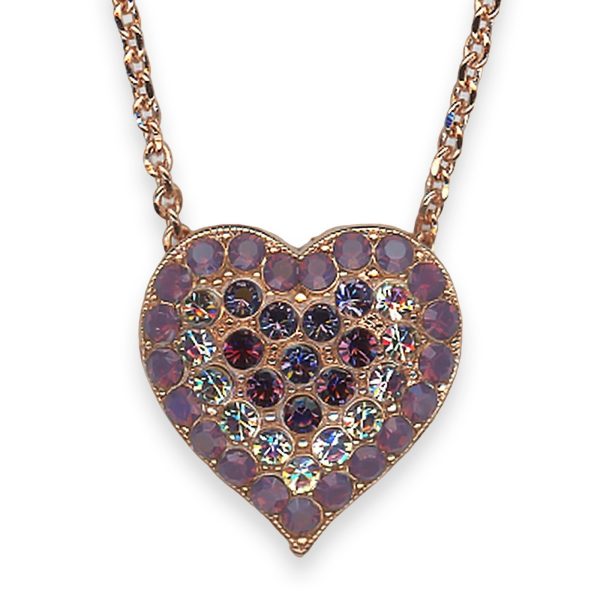 Mariana Necklace Pendant Wildberry/ Misty Coll. Heart-Encrusted Cyclamen Opal, Vitral Lt, Amethyst, & Tanzanite Austrian Crystals