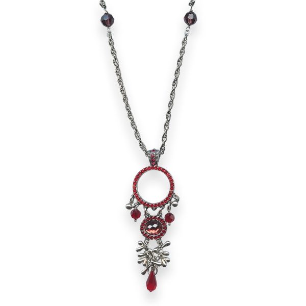 Mariana Necklace Pendant Lady In Red Coll. Gorgeous Siam, Ruby, & Burgundy Austrian Crystals