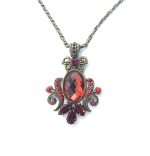 Necklace Pendant By Mariana Lady In Red Coll. Glamorous Siam, Red Coral, & Ruby Austrian Crystals
