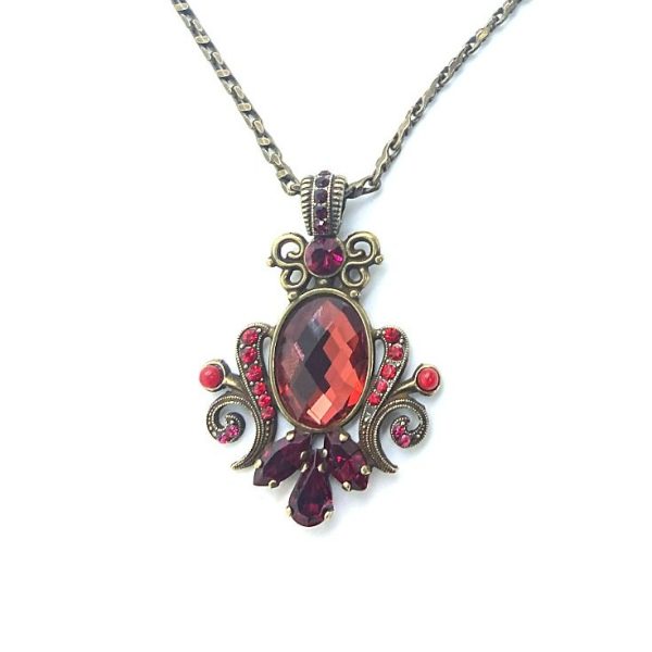 Necklace Pendant By Mariana Lady In Red Coll. Glamorous Siam, Red Coral, & Ruby Austrian Crystals