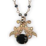 Necklace Pendant By Mariana Woman Fancy Jet and Golden Swarovski Crystals - Image 2