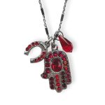 Mariana Necklace Pendant Lady In Red Coll. Hamsa & Charms Siam & Burgundy Austrian Crystals - Image 3