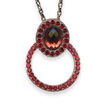 Mariana Necklace Pendant Lady In Red Coll. Halo Faceted Siam & Ruby Austrian Crystals
