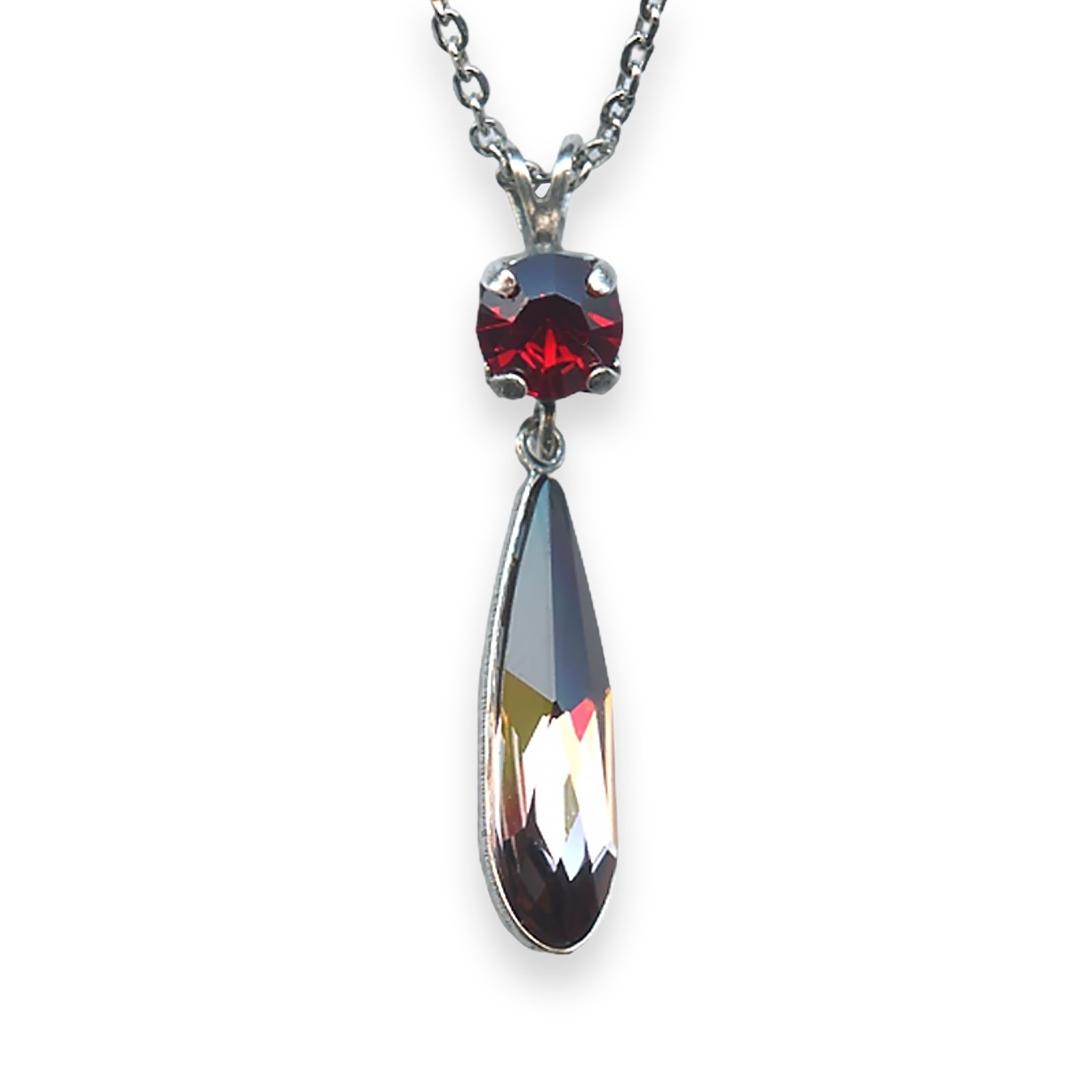 N-5030-4-1070-SP (1) Mariana Necklace Pendant Lady In Red Coll. Fab Burgundy & Ruby Austrian Crystals - Image 1