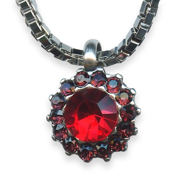 Mariana Necklace Pendant Lady In Red Coll. Floral Burgundy & Siam Austrian Crystals