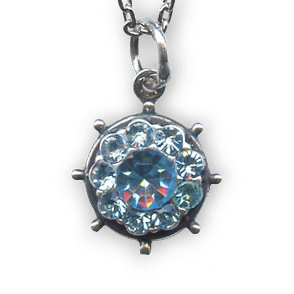Mariana Necklace Pendant Anchor Floral Aquamarine Austrian Crystals My Treasures Coll.