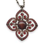 Mariana Necklace Pendant Lady In Red Coll. Elegant Brown Jasper Mineral, Siam, & Burgundy Austrian Crystals - Image 3