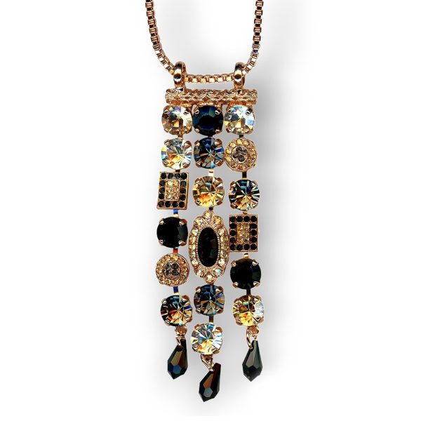 Mariana Necklace Pendant Luxurious Jet, Black Diamond, Silver Night, & Moonlight Austrian Crystals Black Orchid Botanica Coll.