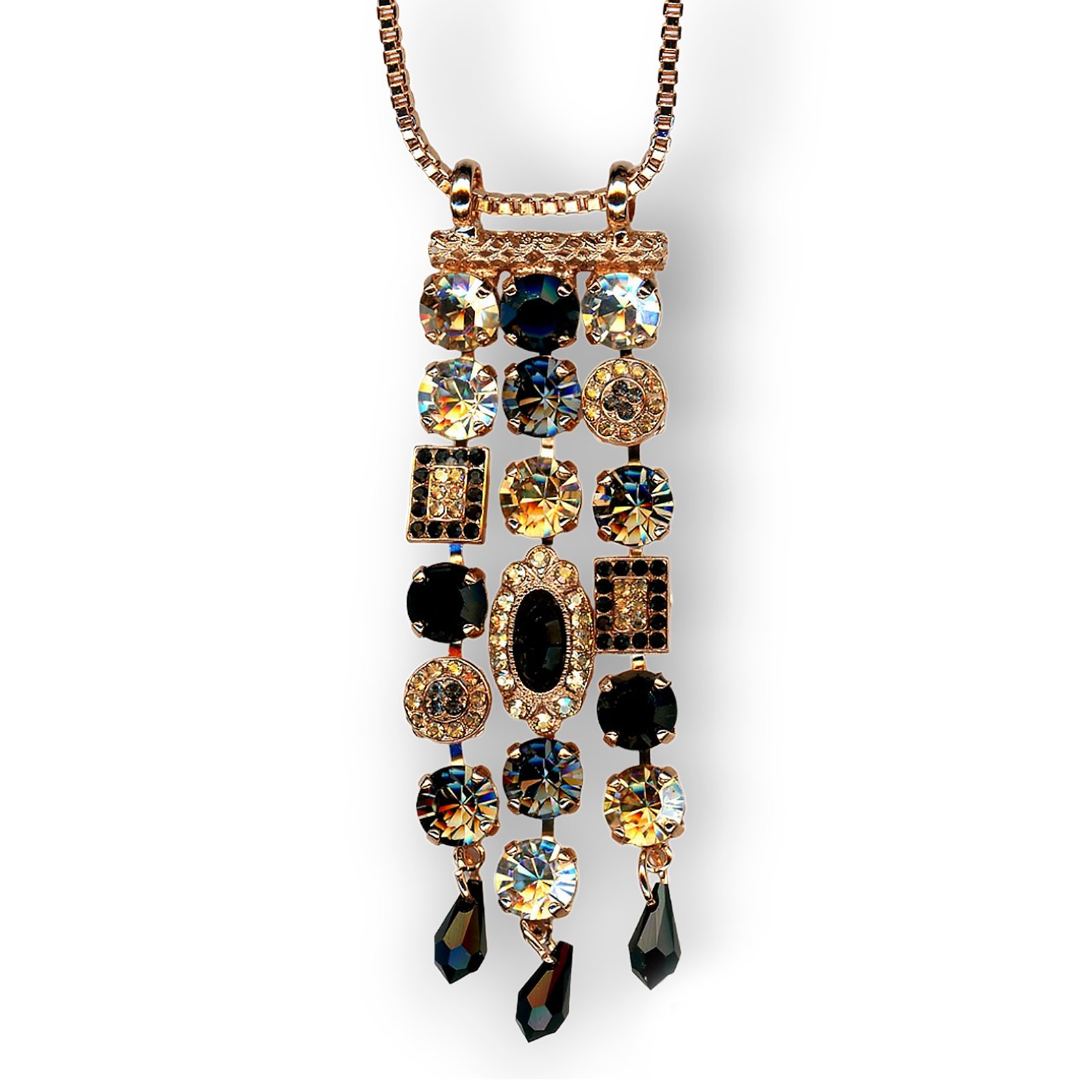 N-5068-2-1908-RG (1) Mariana Necklace Pendant Luxurious Jet, Black Diamond, Silver Night, & Moonlight Austrian Crystals Black Orchid Botanica Coll. - Image 1