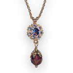 Necklace Pendant By Mariana Woman Floral Tanzanite and Violet Swarovski Crystals - Image 3