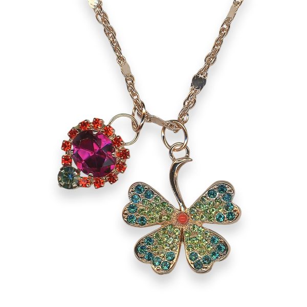 Mariana Necklace Pendant Tiger Lilly Coll. Beautiful Plum Purple, Orange, Aqua Blue, & Grass Green Austrian Crystals