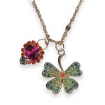 Mariana Necklace Pendant Tiger Lilly Coll. Beautiful Plum Purple, Orange, Aqua Blue, & Grass Green Austrian Crystals - Image 2