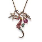Mariana Necklace Pendant Poppy Coll. Seahorse & Charms Fuchsia, Rose, Turq, Yellow, & Teal Austrian Crystals - Image 2