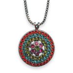 Mariana Necklace Pendant Tiger Lily Coll. Alluring Orange, Aqua Blue, Grass Green, & Plum Purple Austrian Crystals