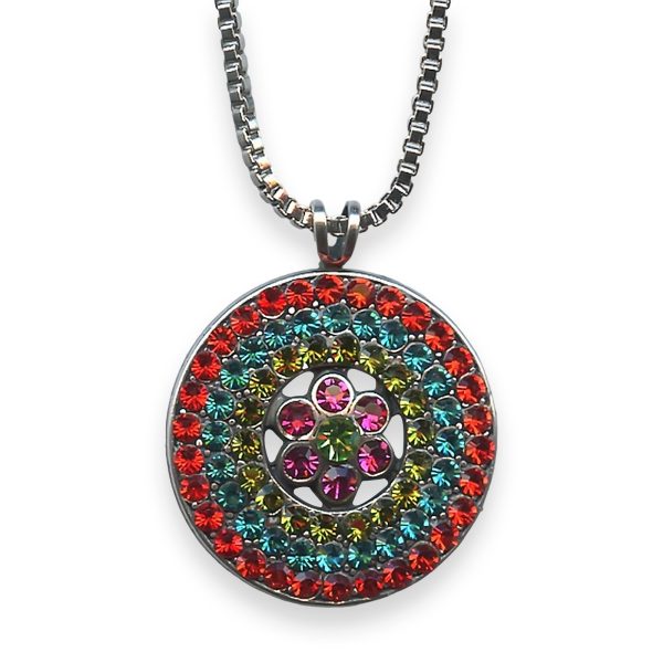 Mariana Necklace Pendant Tiger Lily Coll. Alluring Orange, Aqua Blue, Grass Green, & Plum Purple Austrian Crystals