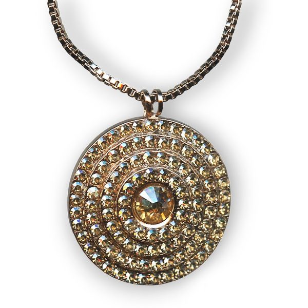 Mariana Necklace Pendant Finely Detailed Golden Shadow Austrian Crystals My Treasures Coll.