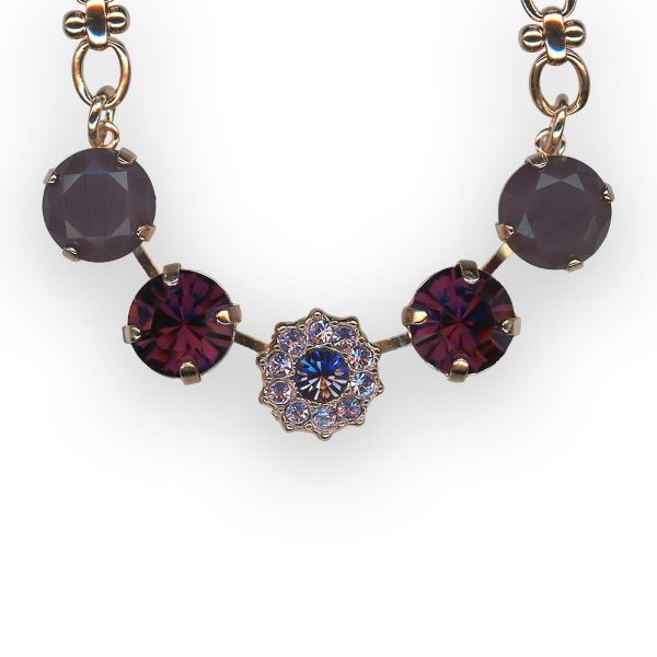 Mariana Necklace Pendant Beautiful Grey Opal, Amethyst, Tanzanite, & Violet Austrian Crystals Wildberry/Misty Coll.