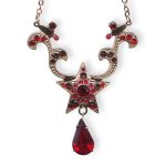 Mariana Necklace Pendant Lady In Red Coll. Star Shaped Burgundy, Siam, & Fuchsia Austrian Crystals - Image 2