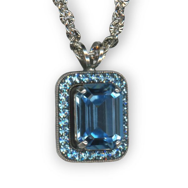 Mariana Necklace Pendant Elegant Aquamarine Austrian Crystals My Treasures Coll.
