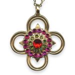 Mariana Necklace Pendant Tiger Lily Coll. Sophisticated Plum Purple, Grass Green, & Orange Austrian Crystals - Image 3