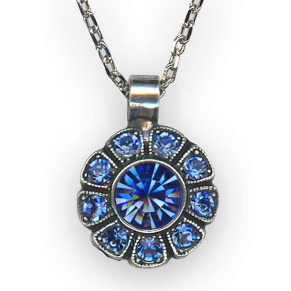 Necklace Pendant By Mariana Woman Dainty Floral Sapphire Swarovski Crystals