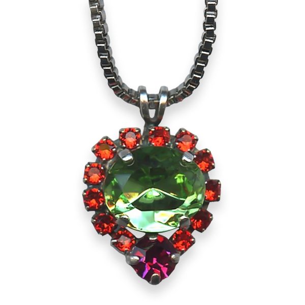 Mariana Necklace Pendant Tiger Lily Coll. Adorable Grass Green, Orange, & Plum Purple Austrian Crystals
