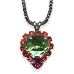 Mariana Necklace Pendant Tiger Lily Coll. Adorable Grass Green, Orange, & Plum Purple Austrian Crystals - Image 3